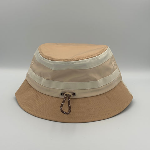 Halo'd tan bucket hat