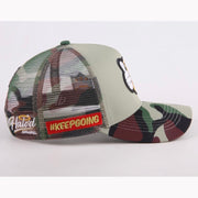 Halo'd "Keep Going" Emoticon Trucker hat (Camo)