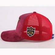 Halo'd "Keep Going" Emoticon Trucker hat (Bordeaux Suede)