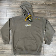 Halo'd Hoodie front view with embroidered logo