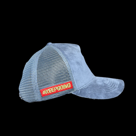 "Focused" Emoticon Trucker hat (Cool Grey Suede)